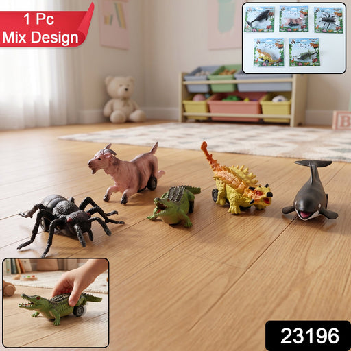 Diverse animal friction toy for kids, including dinosaur and whale