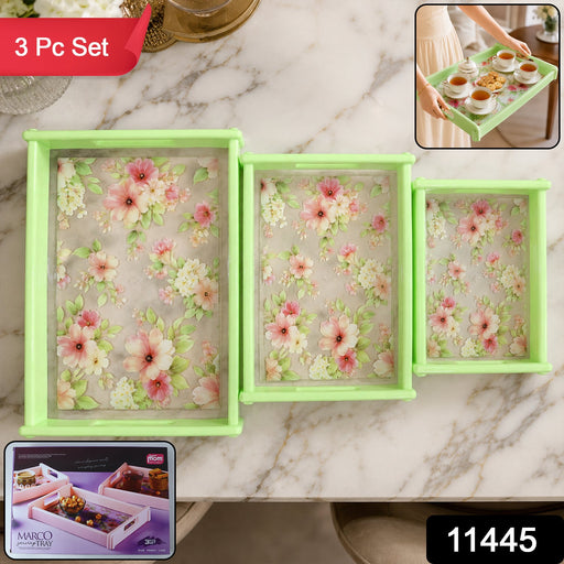Elegant Floral Design Serving Tray for Tea and Snacks