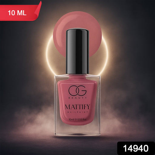OG Beauty Mattify Pink Nail Paint brush applicator close-up with smooth application