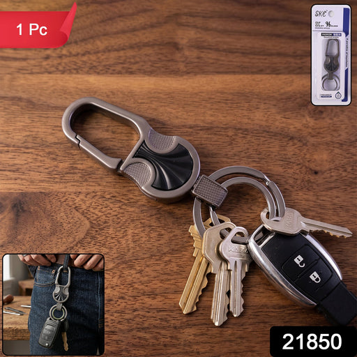 Sturdy metal keychain with lock clip attachment for keys