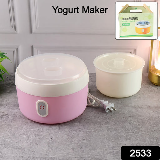 The retail packaging of the Indo Glow Electric Yogurt Maker, highlighting its key features.