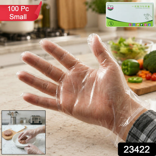 Kitchen gloves made of clear plastic for hygiene and safety