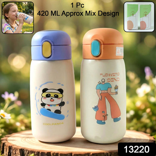 Insulated steel water bottle for kids with leakproof lid