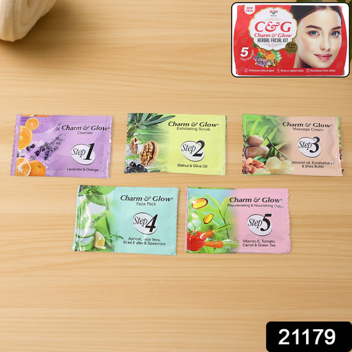 Complete Herbal Facial Kit with cleanser, scrub, cream, pack, and rejuvenator