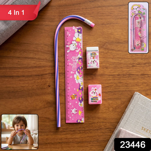 Colorful stationery combo with pink theme, perfect for kids