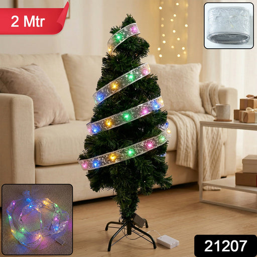 Decorative multicolor LED ribbon light strip coiled for display