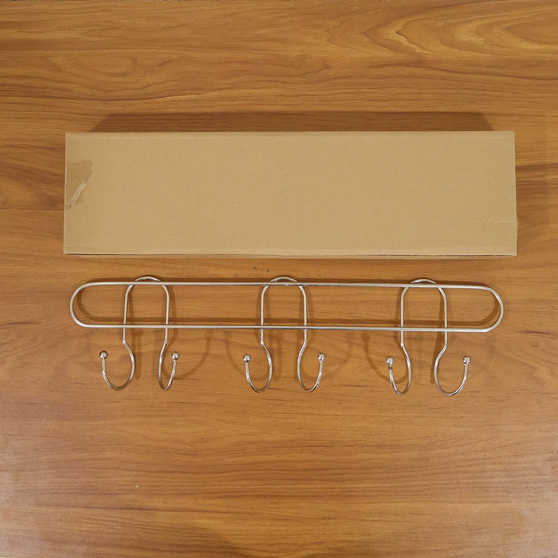 Compact wall mounted hook rack for small spaces