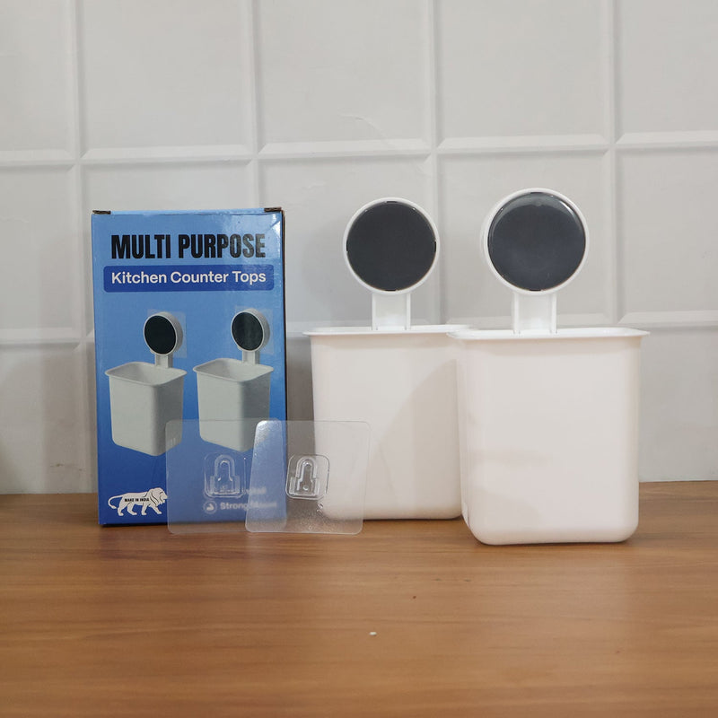 Hygienic toothbrushes neatly stored in wall mounted holder in modern bathroom