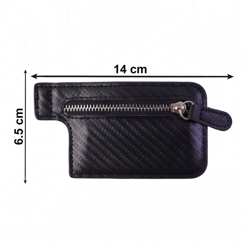 Durable synthetic leather phone wallet case with visible zipper compartment.