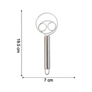 Stainless steel whisk set showing dimensions for length and breadth